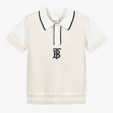 Women's burberry belted check dress size small / us 2 navy. Burberry Ivory Monogram Knit Polo Shirt Childrensalon