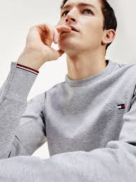 Mercedes Benz Contrast Trim Sweatshirt Grey Tommy Hilfiger Trim Sweatshirt Tommy Hilfiger Contrast Trim