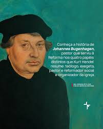 Como teólogo, Bugenhagen foi em grande parte autodidata; ele tinha pouco  treinamento teológico formal, mas lia extensivamente as Escrituras e os  pais da igreja."