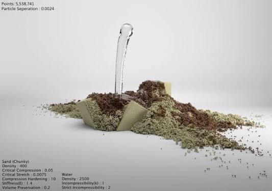 Testing the new MPM solver with Karma XPU., #houdini #sidefxhoudini #sidefx  #karmaxpu #simulation #motiongraphics