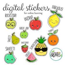 Here are six bright and fun digital sticker book templates for you to upload to your students' digital portfolios. Digital Learning Fruity Digital Stickers Seesaw Directions Included