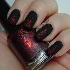 Matte Black And Red Glitter Nails All This Polish Glitter Fade Nails Faded Nails Glitter Gradient Nails