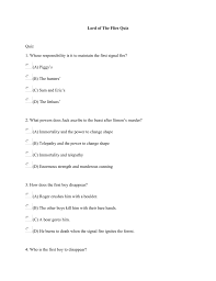 If you fail, then bless your heart. Lord Of The Flies Quiz Doc
