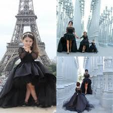 2016 Black High Low Girls Pageant Dresses For Little Girls Sheer Long Sleeve Ball Gown Little Girl Pageant Dresses Girls Pageant Dresses Junior Pageant Dresses