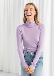 Fitted Wool Turtleneck Turtle Neck Wool Turtleneck Purple Shirt Outfits