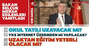 Milli eğitim bakanı ziya selçuk şayet okullar gerekli şartlar sağlanırsa 31 ağustos'ta açılır. Son Dakika Haberi Milli Egitim Bakani Ziya Selcuk Tan Eba Ve Uzaktan Egitim Ile Ilgili Canli Yayinda Flas Aciklamalar Yks Ertelenecek Mi Son Dakika Haberler