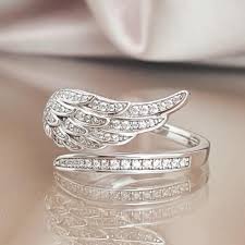 Angel Hug Sterling Silver Ring Diamond Engagement Ring Set Jewelry Gold Diamond Wedding Band