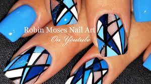 Nail art always amazes us with new trends and chic looks, nowadays geometrical nail designs are very popular and they are suitable for almost every occasions. Geometric Stripe Nails Diamond Blue Nail Art Design Tutorial Youtube