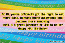 16th Birthday Wishes via Relatably.com