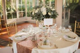 Elegant Stylish Sorrento Destination Wedding Rose Gold Wedding Table Table Runners Wedding Round Gold Sequin Table Runner