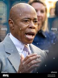 Mayor Eric Adams speaks during the press conference