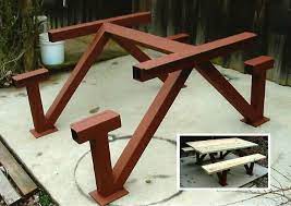 Picnic Table Medium Mixed Steel Amp Wood Size 6 39 X 8 39 Notes Seats And Top Metal Picnic Tables Metal Furniture Design Vintage Industrial Furniture