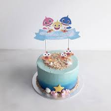 2nd Birthday Baby Shark Cake Topper A Simple Baby Shark Cake With Added Paper Topper From Nyix Partytopper Shark Birthday Cakes Shark Cake Birthday Cake Kids