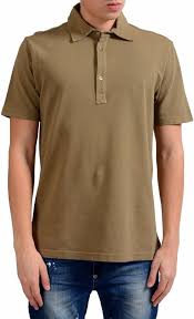 Men's Brown Short Sleeve Polo Shirt Size US L IT 52