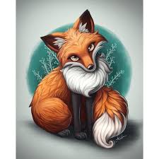 5d Diy Diamond Painting Fluffy Red Fox Cartoon Drawing Craft Kit Cartoon Fox Drawing Animal Art Fox Art