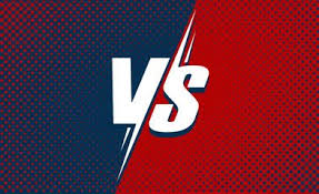 Vs Or Versus Text Poster For Battle Or Fight Game Vector Flat Cartoon Design With Halftone Red And Dark Blue Dark Blue Background Sports Graphic Design Vs Logo