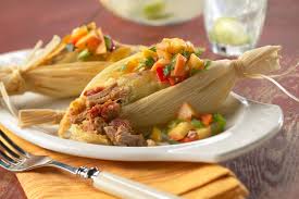 Tamale With Spanish Braised Pork Shank And Peach Salsa Pulled Pork Tenderloin Slow Cooker Peach Salsa Recipes Pork Dishes