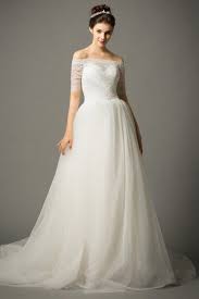 Elegant A Line Off The Shoulder Ruched Tulle Sleeve Wedding Dress Chapel Train A Line Wedding Dress With Sleeves Wedding Dresses Ruched Wedding Dress