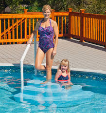 The wedding cake design allows for you to be able to sit on the steps as you ease your way into the water. Above Ground Pool Wedding Cake Step
