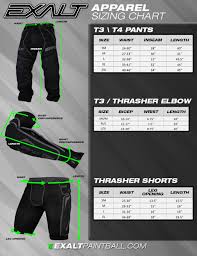 Exalt Paintball Slide Short Pant Elbow Pad Size And Sizing Chart