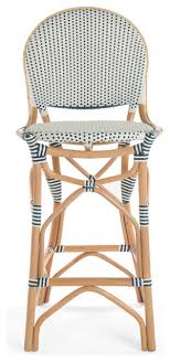 Featuring ornate carved wood accents and a fully upholstered linen seat trimmed with antique brass nailheads, these stools provide. Rattan Bistro Bar Chair White And Blue Tropical Bar Stools And Counter Stools By Kouboo 1110077 Houzz