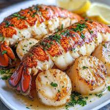 Garlic butter lobster and scallops recipe