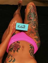 Blac Chyna Back Tattoo Blac Chyna Stylist Tattoos Thigh Piece Tattoos Dark Skin Tattoo