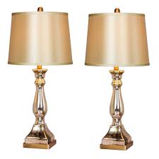 Fangio Lighting 28 In Vintage Mercury Glass And Antique Brass Candlestick Table Lamps W 5160 2pk The Home Depot