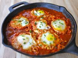Shakshuka North African Style Poached Eggs In Spicy Tomato Sauce Recipe Recipe Shakshuka Recipes Shakshuka Recipes