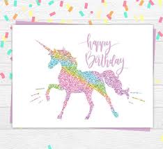 Happy Birthday Unicorn Birthday Card Printable Unicorn Birthday Card Unicorn Card Glitter Unicorn Card Etsy Unicorn Card Unicorn Birthday Cards Birthday Cards
