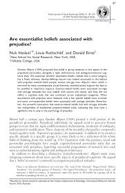 Pdf Are Essentialist Beliefs Associated With Prejudice