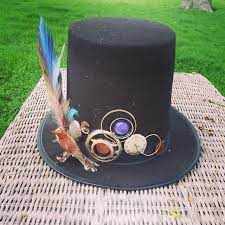 Abe Lincoln Stove Top Hat Steampunked 1 I Kept This Simple With A Peacock Feather Pheasant Feathers Misc Gears And Wat Pheasant Feathers Cowboy Hats Hats