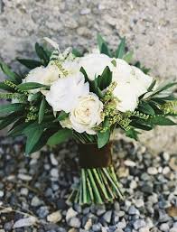 Opt for simple green leaves and vines for a woodsy, rustic look. White And Green Wedding Bouquet Oh Best Day Ever