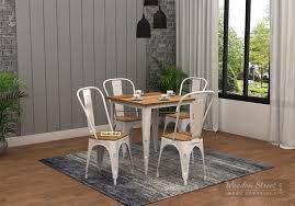 Dining table set kitchen table and chair set Buy Cora Metal 4 Seater Dining Set White Online In India Wooden Street