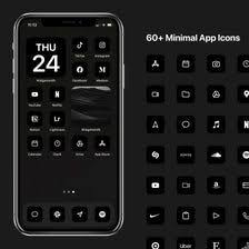 Ios 14 Minimal Icons Black Minimalist Icon Pack Iphone Etsy Minimalist Icons App Icon Icon