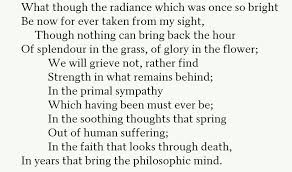 Excerpt William Wordsworth Ode Intimations Of Immortality From Recollections Of Early Childhood Splendour In The Grass Grieve William Wordsworth