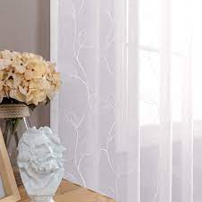 Available in a wide range available in a wide range of finishes from simple to intricate embroidery. Amazon Com White Embroidery Voile Sheer Curtains For Bedroom Rod Pocket Curtain Set Leaf Window Panels Leaf Semi Sheer Curtains For Living Room Pack Of Two 72 Inch Kitchen Dining