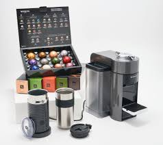 Launched with the nespresso vertuo plus coffee machine, nespresso's new vertuo pods are quite different from those in the original machine. Nespresso Vertuo Espresso Coffee Maker W 62 Capsules Milk Frother Qvc Com Nespresso Espresso Coffee Milk Frother