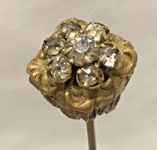 Antique Victorian Hatpin Head Hat Pin Vintage 12 Metal Rhinestone Set In Prongs Hat Pins Rhinestone Elegant Hats
