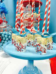 Cat In The Hat Baby Shower Party Ideas Photo 2 Of 12 Dr Seuss Birthday Party Dr Seuss Baby Shower Seuss Baby Shower