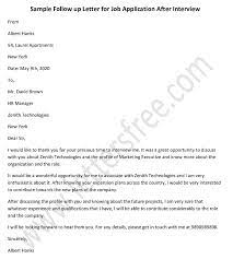 Follow Up Letter For Job Application Status After Interview