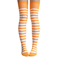 Black And White Striped Knee High Socks Tangerine White Thigh Highs Thigh Highs Thigh High Socks Striped Thigh High Socks