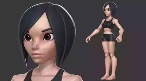 3D model Cartoon female character Sarah base mesh VR