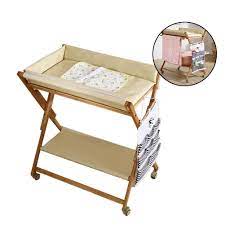 Wood Baby Changing Table On Wheels Folding Infants Massage Bath Unit Nursery Dresser Diaper Station With Storage 0 36 Months Buy Online In Bosnia And Herzegovina At Desertcart 163507710