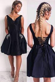 A-line Short Black Homecoming Dress With Pockets Black Homecoming Dress Homecoming Dresses Short Black Homecoming Dresses