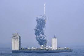 A chinese rocket weighing 21 tons is falling uncontrollably to earth. China Launches First Rocket From Mobile Platform At Sea