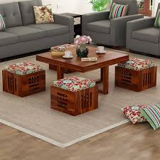 Buy Petlin Coffee Table Honey Finish Online In India Get Wooden Petlin Coffee Tab In 2020 Coffee Table Coffee Table With Stools Underneath Minimalist Home Furniture