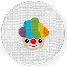 Clown Cupcake Cross Stitch Pattern