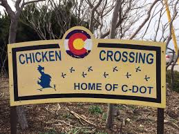 Seen In Rest Stop In Sterling Co Off Of I 76 There Were Signs Of Chickens Living In The Bushes Glad To See That Cdot Has A Road Signs Signage Trail Signs