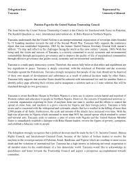 A paper that explains the position of the country regarding to the specific issue that will be should be submitted in pdf format. Position Paper Sample Sovereign State United Nations